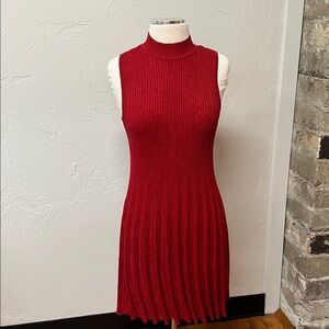 Candie’s NWT Red Mock Neck Sleeveless Pleated Sweater Dress Size Large